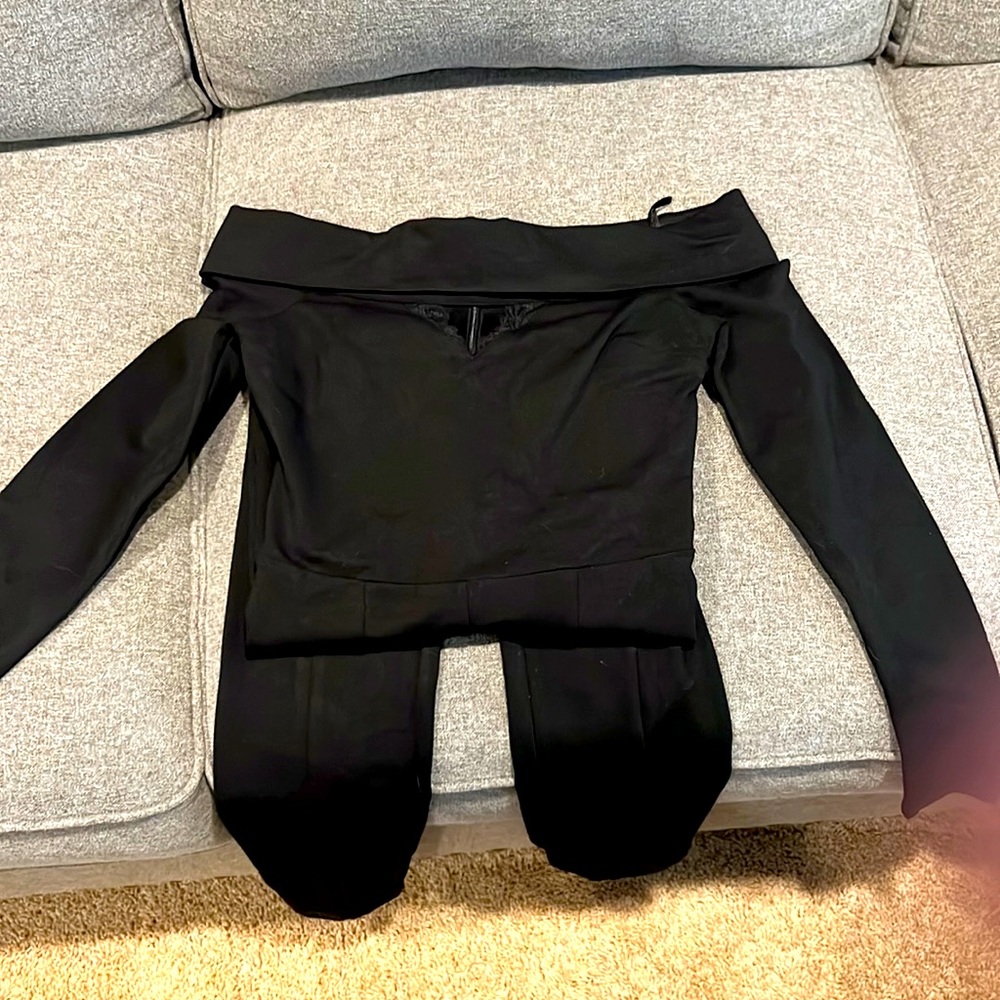 Guess long sleeve off the shoulder jumpsuit
